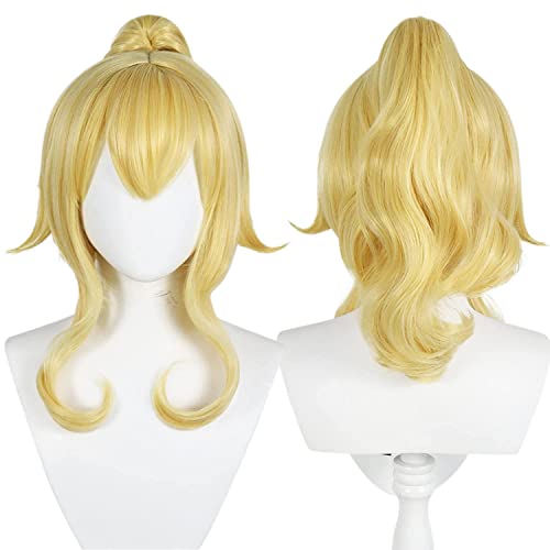 HOWGARI Wig Anime Cosplay Blonde Perücke Cosplay for Frauen Lange gewellte Perücken mit Zöpfen Pony Kunsthaarperücken for Halloween-Cosplay-Kostüm von HOWGARI