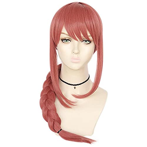 HOWGARI Wig Anime Cosplay Chainsaw Man Cosplay Makima Perücke Langer Zopf Rosa Hitzebeständige Kunsthaarperücken + Perückenkappe von HOWGARI