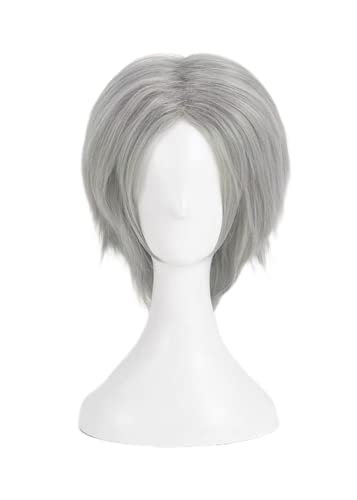 HOWGARI Wig Anime Cosplay Game Devil May Cry 5 Cosplay-Perücke, silbergraues kurzes Haar for Dante, Rollenspiel-Halloween-Requisiten-Zubehör mit Perückenkappe von HOWGARI