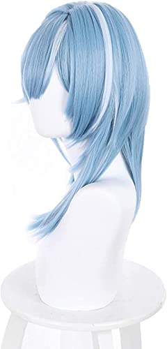 HOWGARI Wig Anime Cosplay Genshin Impact EULA Cosplay Perücke blau und weiß Farbverlauf langes lockiges Haar Kostüm Anime Spiel Halloween Party Perückenkappe von HOWGARI