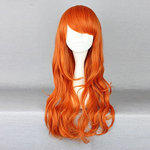 HOWGARI Wig Anime Cosplay One Piece Nami 2 Years Later Orange Lange Lockige Perücke Cosplay Kostüm Hitzebeständiges Synthetisches Haar Frauen Party Cosplay Perücken von HOWGARI