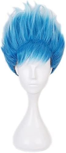 HOWGARI Wig Anime Cosplay Ortho Shroud Cosplay Perücken for Frauen Twisted-Wonderland Kostüm Halloween Party Perücke Blau Gemischte Farbe Kurze Lockige Bob Cut Perücke von HOWGARI