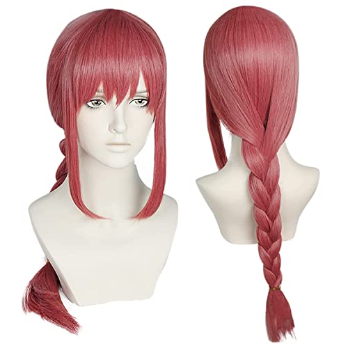 HOWGARI Wig Anime Cosplay Rote Perücke mit geflochtener Perücke for Frauen, Lange gerade Cosplay-Perücke mit Pferdeschwanz-Perücken, Kunsthaar-Perücke, Kostüm for Anime von HOWGARI