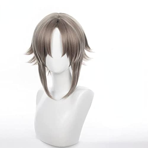 HOWGARI Wig Anime Cosplay VTuber Mysta Rias Cosplay Perücke, kurzes graues Haar Halloween Synthetik Erwachsene Unisex Männer Frauen Haar mit Perückenkappe von HOWGARI
