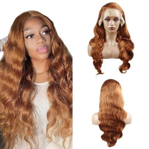 Hxxcoup Body Wave Wig Human Hair Wig 13x1 Lace Front Wig Echthaar Perücke Braun Perücke Damen Glueless Wig #30 Brown Echthaar Perücke für Damen Perücken Plucked with Baby Hair 20 Zoll von HOWGARI