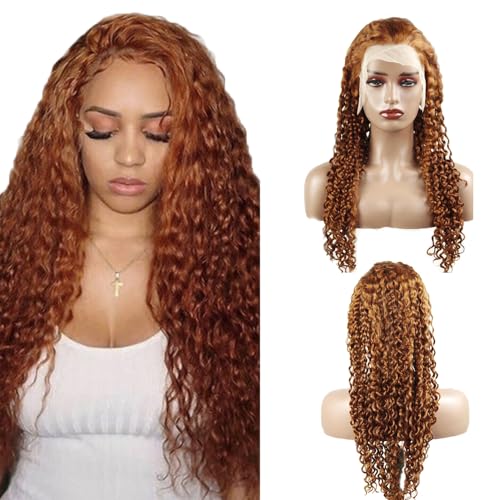 Hxxcoup Curly Wig Human Hair Wig 13x1 Lace Front Wig Echthaar Perücke Braun Perücke Damen Glueless Wig #30 Brown Echthaar Perücke für Damen Perücken Plucked with Baby Hair for Woman 20 Zoll von HOWGARI