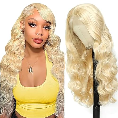 Hxxcoup Echthaar Perücke für Damen Perücken Blonde T Part Wig 13x1 Lace Front Wig Human Hair Wig 613 Blonde Wig Menschenhaar Perücken Brazilian Remy Hair T Part with Baby Hair 28 Zoll von HOWGARI