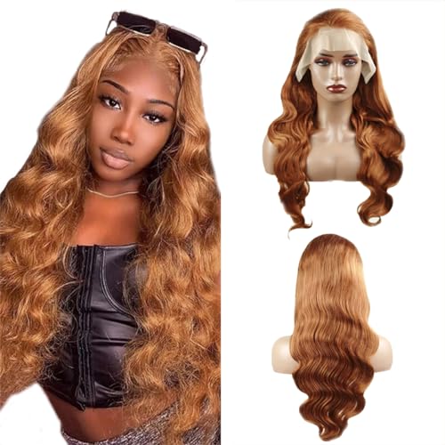 Hxxcoup Echthaar Perücke für Damen Perücken Braun T Part Wig 13x1 Lace Front Wig Human Hair Wig #30 Brown Hair Wig Menschenhaar Perücken Brazilian Remy Hair T Part with Baby Hair 18 Zoll von HOWGARI