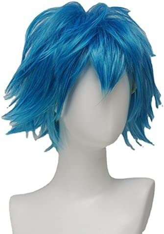 SEIZIS Wig Anime Cosplay Anime Perücke Heroes College Dead Hand Wooden Crane Blue Leaves Short COS Anime Perücke von HOWGARI