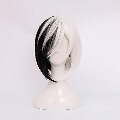SEIZIS Wig Anime Cosplay Anime-Rollenspiel for Bungo Stray Dogs Kyuusaku Yumeno Half Black and White Short Heat Resistance Synthetic Hair Cosplay Perücken von HOWGARI