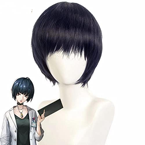 SEIZIS Wig Anime Cosplay Persona 5 TAE TAKEMI Cosplay Perücke Frauen Kurze dunkelblaue Perücke Cosplay Anime Cosplay Perücke Hitzebeständige synthetische Perücken Halloween von HOWGARI