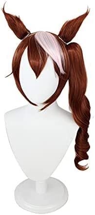 SEIZIS Wig Anime Cosplay Rennpferd Nympharetty Derby Tokai Emperor COS Perücke mit Tigermaul Clip Welle Volumen Fleck Rotbraun Verlaufsrosa von HOWGARI