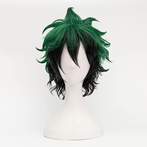 SEIZIS Wig Anime Cosplay Rollenspiel for Izuku Midoriya Kurze grüne Schwarze Ombre hitzebeständige Cosplay-Perücke von HOWGARI