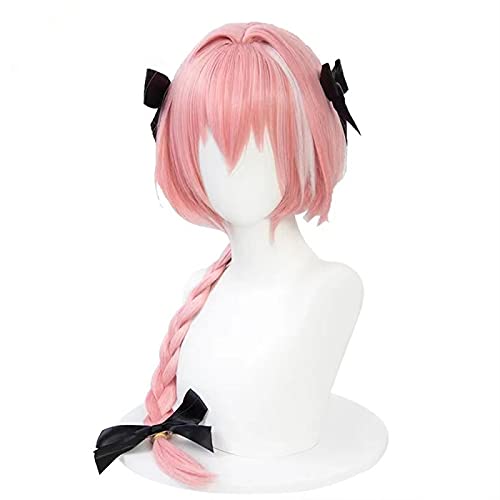 SEIZIS Wig Anime Cosplay Spiel Fate Apocryph Astolfo Cosplay Perücken Lange Rosa Cosplay Anime Cosplay Perücken Hitzebeständige synthetische Perücken Halloween von HOWGARI