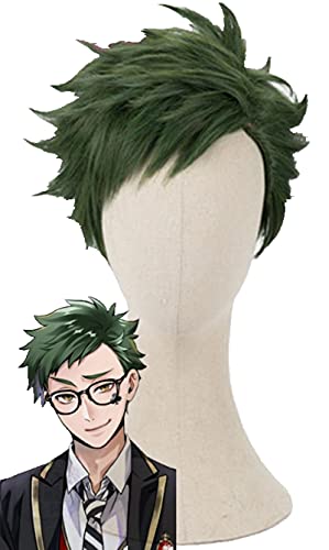 SEIZIS Wig Anime Cosplay Trey Clover Cosplay Perücke Twisted Wonderland Cosplay Männer Kurze grüne Perücke Cosplay Anime Cosplay Perücken Hitzebeständige synthetische Perücken von HOWGARI