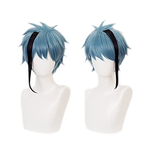 SEIZIS Wig Anime Cosplay Twisted Wonderland Cosplay Floyd Leech Jade Leech Perücke Blau Schwarz Kurzes hitzebeständiges Faserhaar Halloween Karneval Spielperücken von HOWGARI