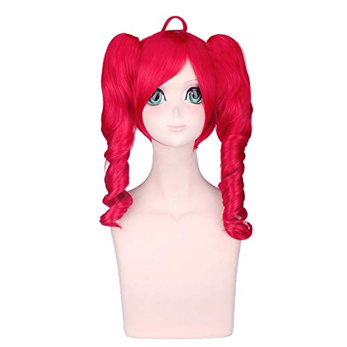 SEIZIS Wig Anime Cosplay Vocaloid Kasane Teto Frauen Rote Pferdeschwänze Lockige Perücke Cosplay Kostüm Hitzebeständige Kunsthaar Party Cosplay Perücken von HOWGARI