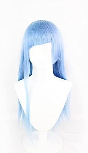 SEIZIS Wig Anime Cosplay Zauber zurück in den Krieg Anime Charakter Perücke Trilogie Kasumi cos Perücke Spezialton blau langes glattes Haar schräger Pony Himmelblau von HOWGARI