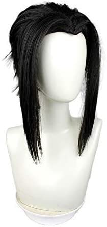 SEIZIS Wig Anime Cosplay Zauber zurück in den Krieg Anime Charakter Schwarze Perücke Kamo Kenji Cos Perücke Dicke Koteletten Gottesanbeterin Nest Stirn schwarz von HOWGARI