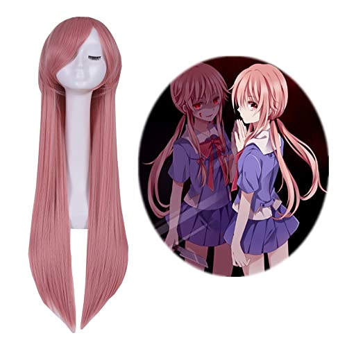 SEIZIS Wig Anime Cosplay cos Wig Future Diary My Wife Yuno Smoke pink schräge fransen Lange Glatte Haare Comic Cosplay perücke RM-C-7112 von HOWGARI