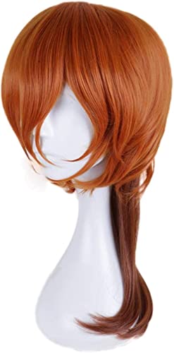 Uearlid Wig Anime Cosplay Anime Bungo Streunende Hunde Chuya Nakahara Chuuya Orange Perücke Cosplay Kostüm Hitzebeständiges Kunsthaar Männer Frauen Party Perücken von HOWGARI