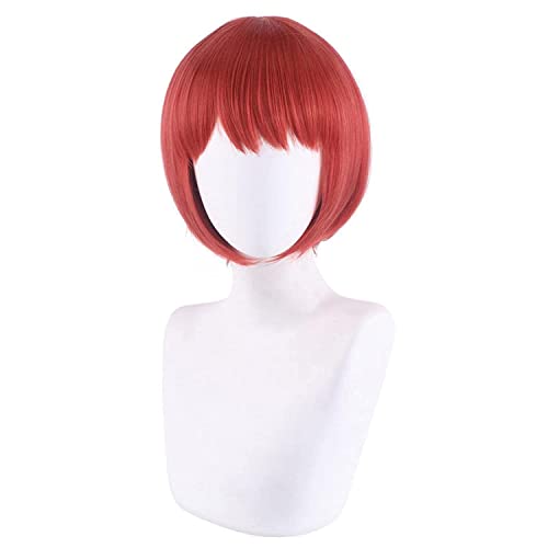 Uearlid Wig Anime Cosplay Anime Chise Hatori Cosplay Perücke Mahoutsukai no Yome Kurze rote Perücke for Frauen The Ancient Magus' Bride Hitzebeständiges Faserhaar von HOWGARI