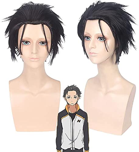 Uearlid Wig Anime Cosplay Anime Cosplay Perücken, RE: Null Natsuki Subaru Cosplay Perücke mit freier Wig-Kappe (Farbe: Natsuki Subaru) von HOWGARI