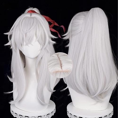 Uearlid Wig Anime Cosplay Anime Honkai Star Rail Jing Yuan Cosplay Perücke Damen Silber Weiß Haar Hitzebeständige Synthetische Perücken Partei Rolle Spielen + perücke Kappe von HOWGARI