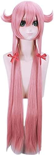 Uearlid Wig Anime Cosplay Anime Mirai Nikki Gasai Yuno Rosa Lange Perücke Cosplay Kostüm The Future Diary Hitzebeständiges Kunsthaar Frauen Cosplay Perücken von HOWGARI