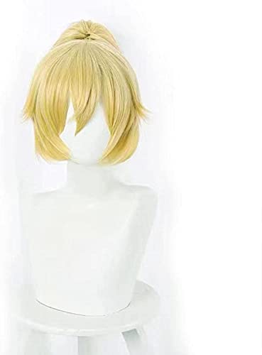Uearlid Wig Anime Cosplay Anime Tenkuu Shinpan Hochhaus Invasion Mayuko Nise Cosplay Perücke Kurze Blonde Pferdeschwanz Hitzebeständige synthetische Haare for Frauen von HOWGARI