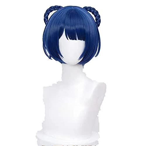 Uearlid Wig Anime Cosplay Genshin Wirkung Xiangling Cosplay Frauen 30 cm Weihnachten Blau Black Perücke Cosplay Anime Cosplay Haar Halloween Anime Cosplay Perücken von HOWGARI