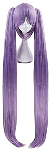 Uearlid Wig Anime Cosplay Gerade lila Anime Cosplay Perücke mit Zwei Clips auf Pferdeschwänzen und Pony for Frauen Mädchen LCNING von HOWGARI