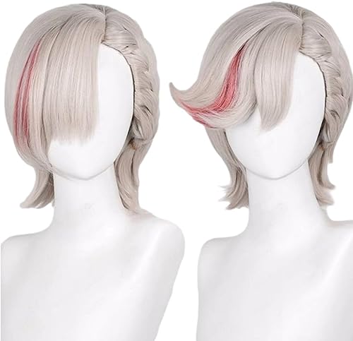 Uearlid Wig Anime Cosplay Kostüm Perücke Lyney Cosplay Anime Party Perücken Frauen Seitenteil Geflochtene Kunsthaar Perücke + Perückenkappe von HOWGARI