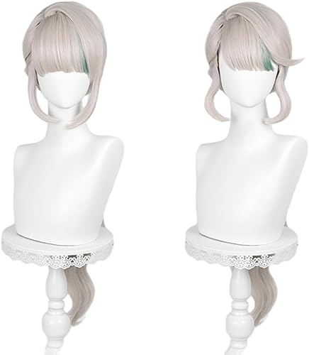 Uearlid Wig Anime Cosplay Kostüm-Perücke for Genshin Lynette Cosplay, Anime-Party-Perücken, Damen-Seitenteil, Pferdeschwanz, Kunsthaar-Perücke + Perückenkappe von HOWGARI