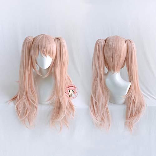 WHBHD Anime Coer Wig. Anime Danganronpa Enoshima Junko Frauen Rosa Lange Gelockte Pferdeschwänze Perücke Cosplay Kostüm Dangan Ronpa Hitzebeständige Haarperücken D-259 von HOWGARI