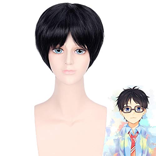 WHBHD Anime Coer Wig. Anime Ihre Lüge im April Arima Kousei Men Kurze Black Perücke Cosplay Kostüm Hitzebeständige synthetische Haarperücken PL-473 von HOWGARI