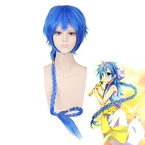 WHBHD Anime Coer Wig. Anime Magi Aladdin Blue Long Perücke Cosplay Kostüm Männer Frauen Hitzebeständige Synthetische Haare Halloween Party Rollenspiel Perücken von HOWGARI