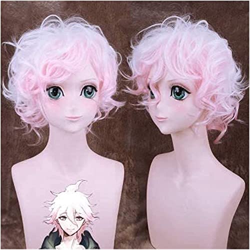 WHBHD Anime Coer Wig. Anime Perücke Silber Pink Perücke Nagito Komaeda Danganronpa Cosplay Comic- Con Halloween Party Carnival Männer und Frauen Anime Fans Geschenk von HOWGARI