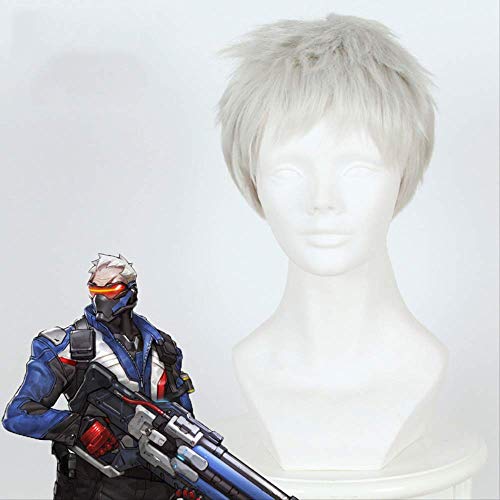 WHBHD Anime Coer Wig. Blizzard Game Soldat 76 Silbergrau Ultra Kurze Cosplay Anime Perücke von HOWGARI
