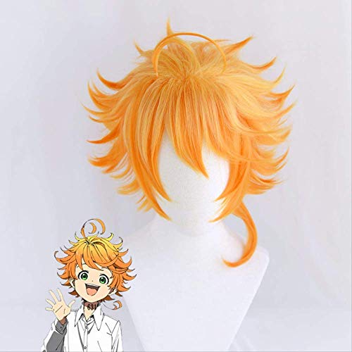 WHBHD Anime Coer Wig. Emma Cosplay Perücke Anime Yakusoku Kein Neverland Frauen Orange Cosplay Perücke Das versprochene Neverland Emma Cosplay +Perückenkappe von HOWGARI