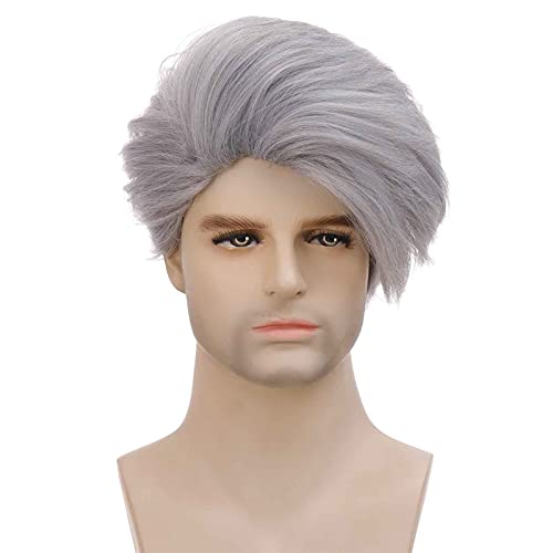 WHBHD Anime Coer Wig. Gute Qualität Männer Perücke Kurzes lockiges Haar Silbergrau Chemie Faser Kurze Haare Perücke Kopfbedeckung Geeignet for Männer Tägliche Kleidung Cosplay Kostüm Party von HOWGARI