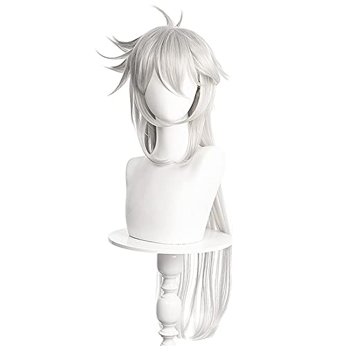 WHBHD Anime Coer Wig. Rasiermesser Wig Game Genshin Wirkung Cosplay Wolf Lange Silber Hitzebeständige Synthetische Haare Rollen Spiel Perücken+ Haarnetz von HOWGARI
