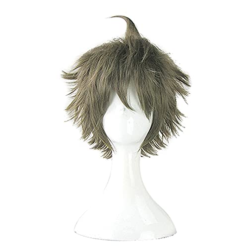 WHBHD Anime Coer Wig. Spiel super Dangan Ronpa 2 Danganronpa Hajime Hinata Kurze Flauschige geschichtete hitzebeständige synthetische Haarkostüm Cosplay Perücke + Haare von HOWGARI
