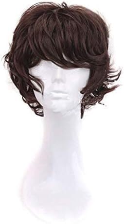 Wig Anime Cosplay Anime Bungo Streunende Hunde Dazai Osamu Cosplay Perücke Hitze Beständig Männer Kurze Braune Lockige Haar Cosplay Kostüm Dazai Osamu Perücken + kappe von HOWGARI