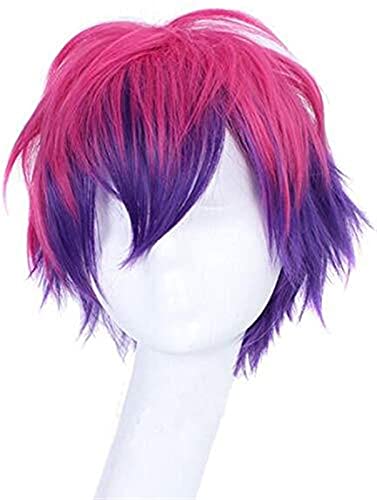 Wig Anime Cosplay Anime No Game No Life Sora Perücke Rot Lila Kurzes Haar mit Farbverlauf Mehrfarbig Hitzebeständig Synthetisches Haar Rollenspiel Sora Perücken Männer Einheitsgröße Sora Perücke von HOWGARI