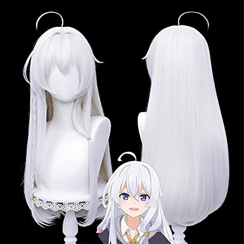 Wig Anime Cosplay Elaina Cosplay Wanderung Hexe Cosplay Frauen 70cm Weihnachten Silber Weiß Perücke Cosplay Anime Perücken Hitzebeständige synthetische Perücken (Size : 1) von HOWGARI