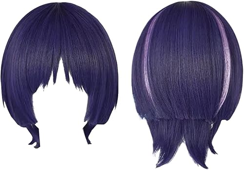 Wig Anime Cosplay Genshin Kaveh Cosplay Wigs Womens Short Braided Halloween Anime Wig + Wig Cap (Size : For Scaramouche Wanderer) von HOWGARI
