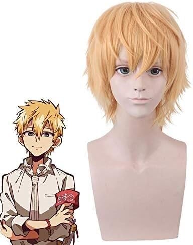 Wig Anime Cosplay Minamoto Kou Männer Kurze Perücke Cosplay Kostüm Jibaku Shounen Wc-gebunden Hanako kun Hitzebeständige Synthetische Haar Perücken + kappe von HOWGARI