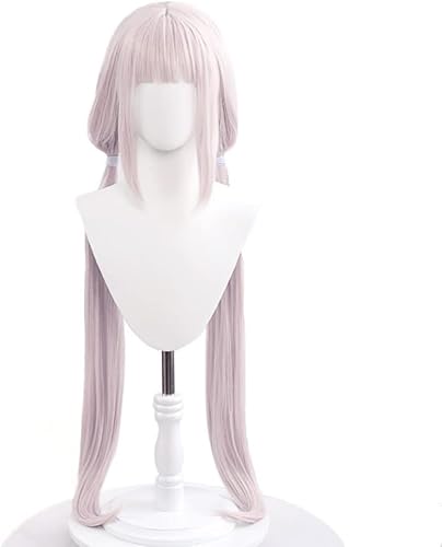 Wig Anime Cosplay Nekopara Cosplay Chocola Vanilla Perücke mit Pony for Frauen mit zwei Pferdeschwänzen, lange gerade rosa Perücken, synthetisch, for Halloween-Kostümparty von HOWGARI