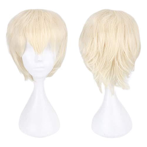 Wig Anime Cosplay Perücke for Fasching Nachtleben CluI Party Dress Up Perücke Cosplay Anime Perücke Universal Farbe Harajuku Anti-Curled Herren Kurzhaar Anti-Curled Stil Farbe: K049-15 Lake Blue (Col von HOWGARI